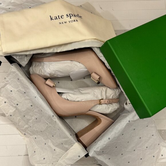 Kate Spade Bowdie Slingback Pumps Pale Vellum - Picture 3 of 12